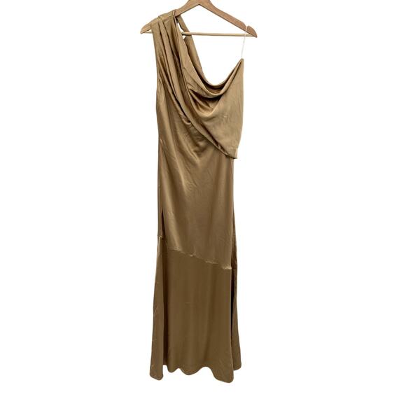 Significant Other Erika Gold Satin One Shoulder Gown - Picture 6 of 7